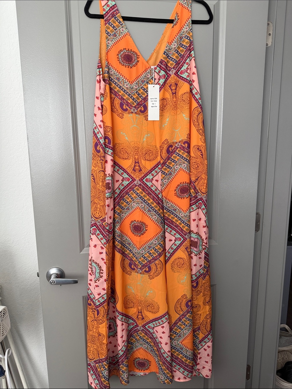 Bohemian Orange & Pink Printed Maxi Jumpsuit